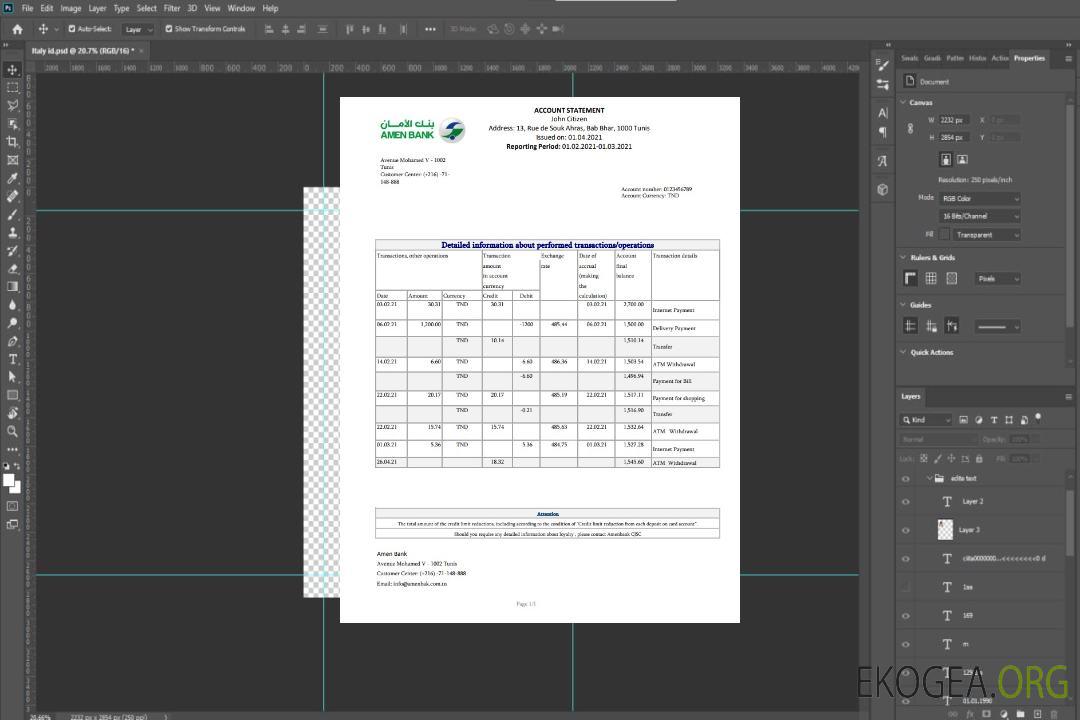 Tunisie Amen Bank excel pdf template Tunisie Amen Bank excel pdf template